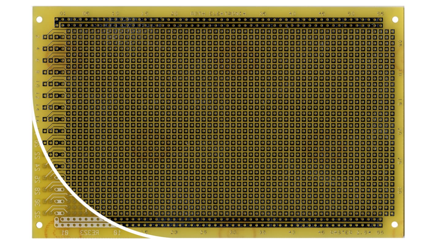 RE323-LF, Enkeltsidet DIN 41612 D/E/F Matrixkort FR4 med 32 x 55 1mm Huller, 2.54 x 2.54mm Hulafstand, 160 x 100 x 1.5mm