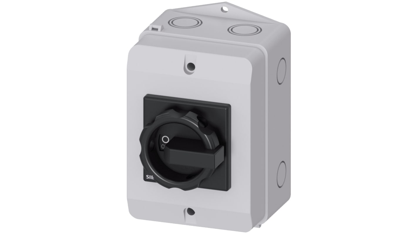 Siemens 25A三相隔离开关, 3P极, 690V 交流, IP65, 黑色把手