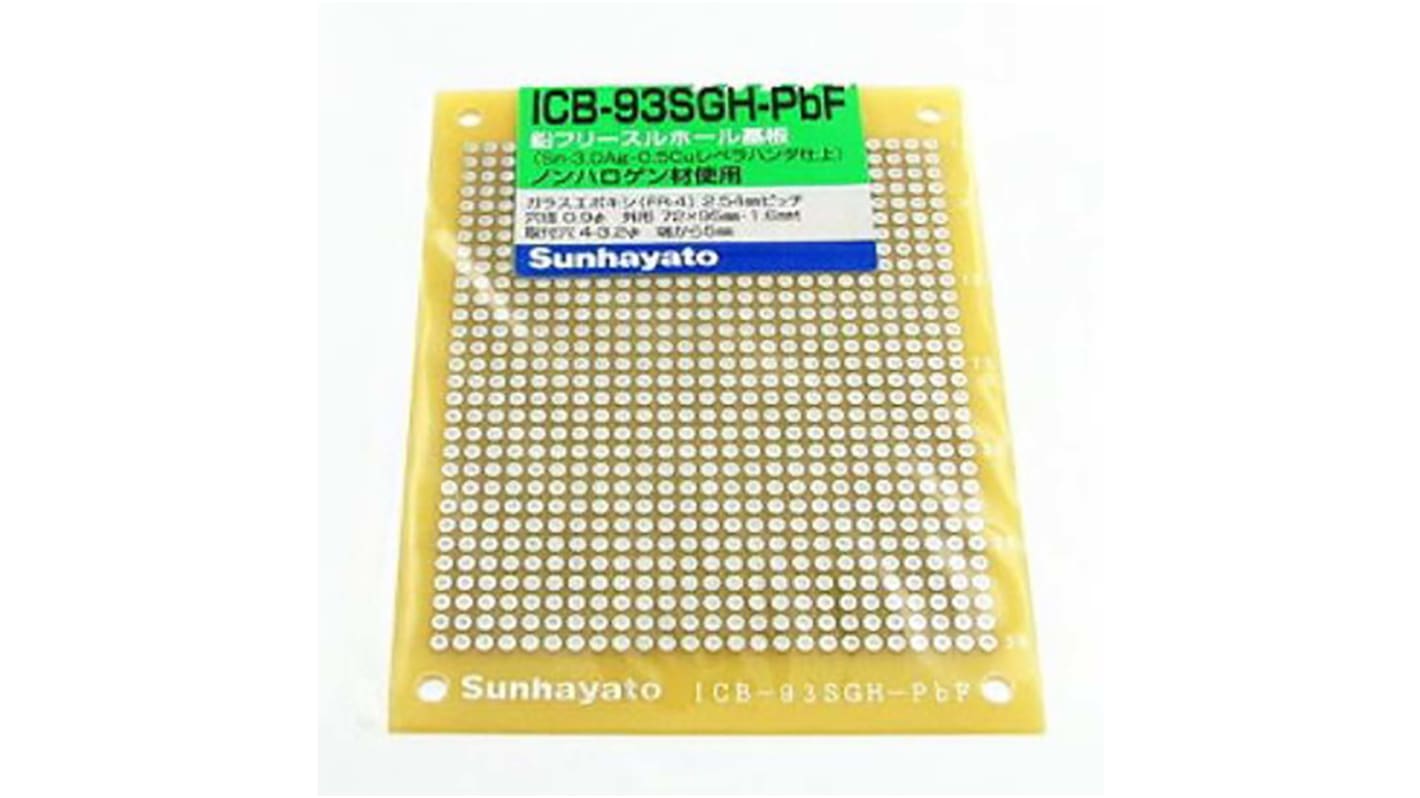 サンハヤト ユニバーサル基板 穴ピッチ:2.54 x 2.54mm, 穴経0.9 サンハヤト ユニバーサル基板 穴ピッチ:2.54 x 2.54mm, 穴経0.9