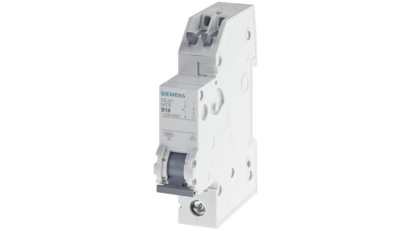Siemens B型MCB, 1极, 6 kA分断, 13A, 230VAC, 60VDC, 5SJ6系列