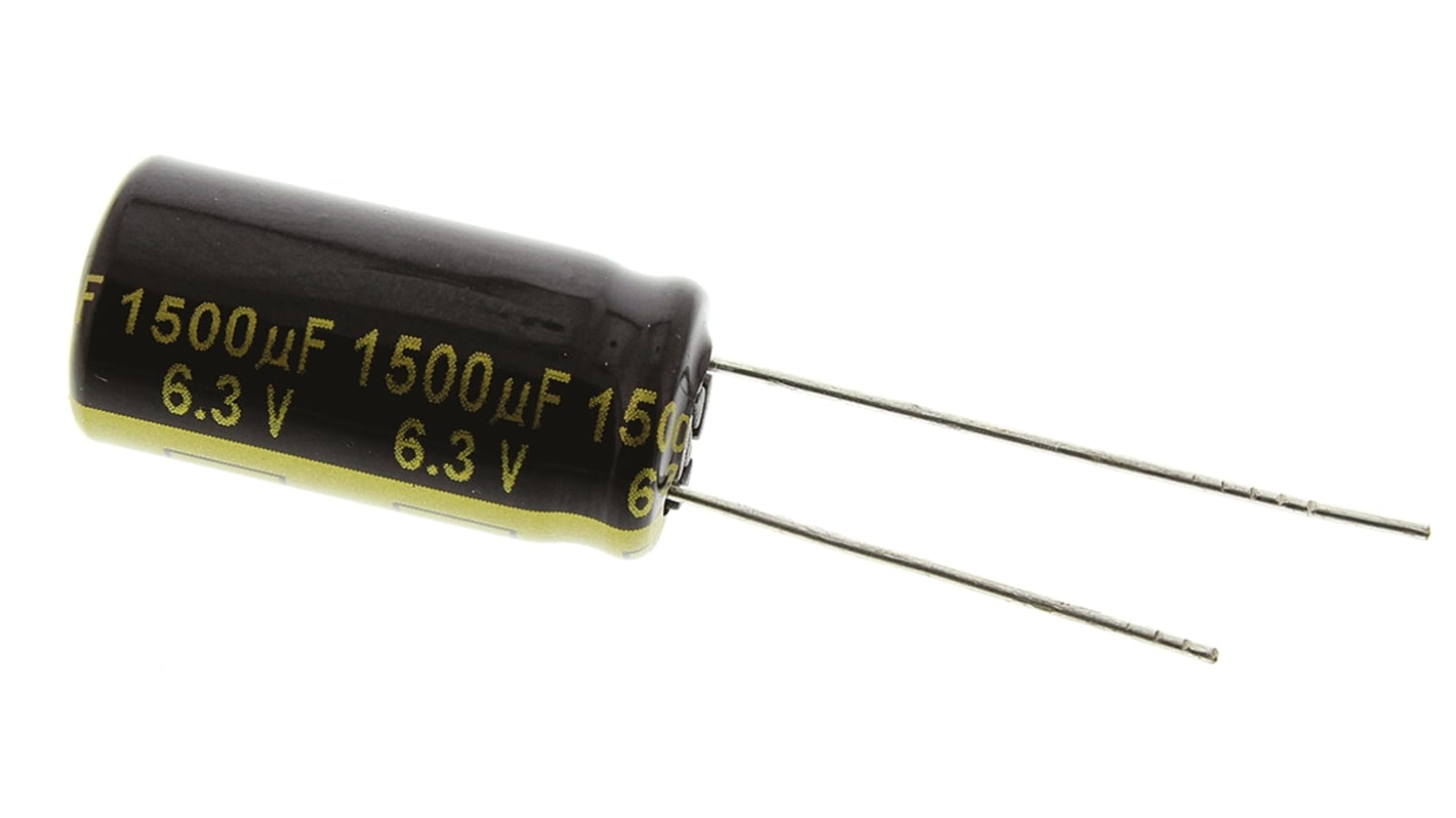 Panasonic FM-A, THT Aluminium-Elektrolyt Kondensator 1500μF ±20% / 6.3V dc, Ø 10mm x 20mm, bis 105°C