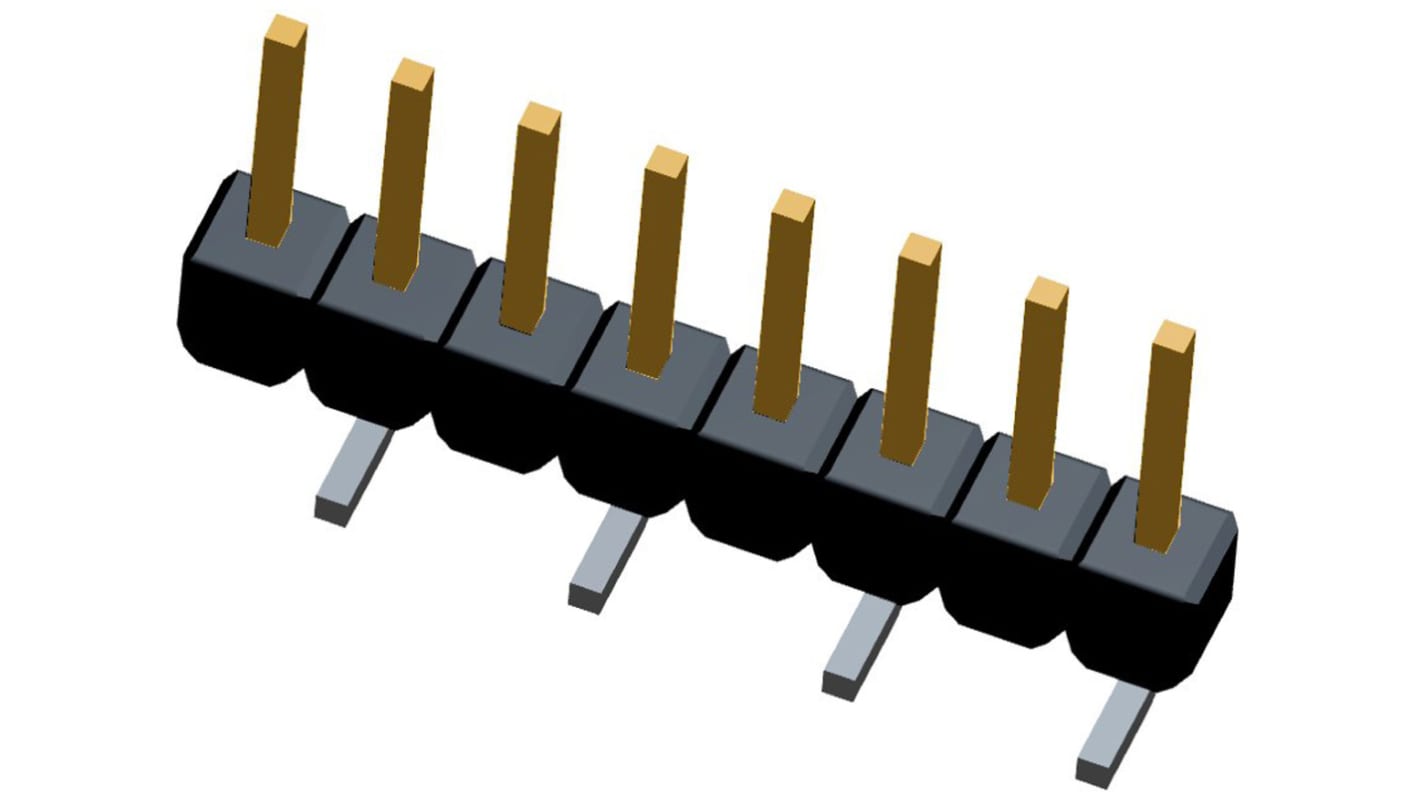 Regleta de pines TE Connectivity serie AMPMODU MOD II de 8 vías, 1 fila, paso 2.54mm, para soldar, Montaje Superficial