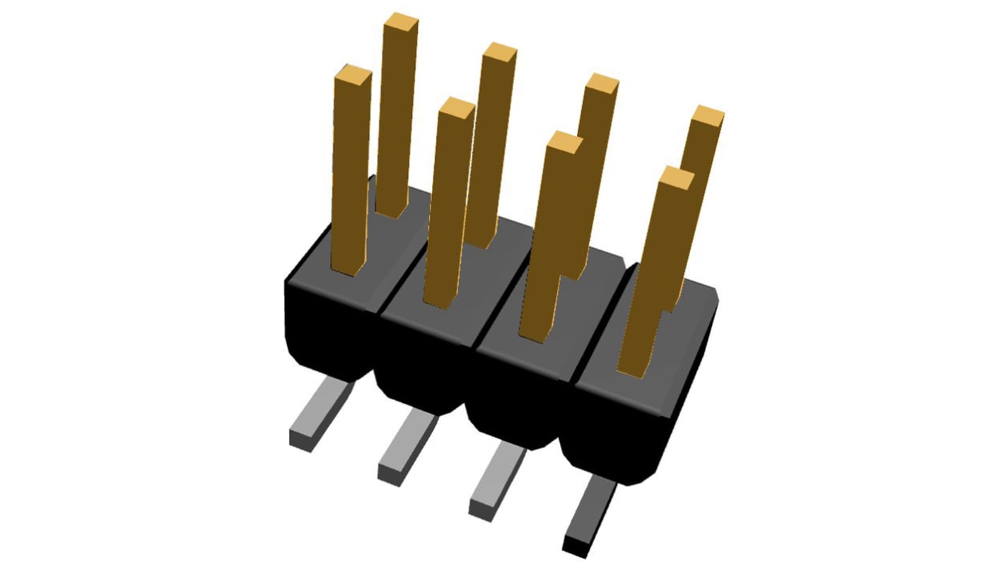 TE Connectivity AMPMODU MOD II Series Straight Surface Mount Pin Header, 8 Contact(s), 2.54mm Pitch, 2 Row(s),