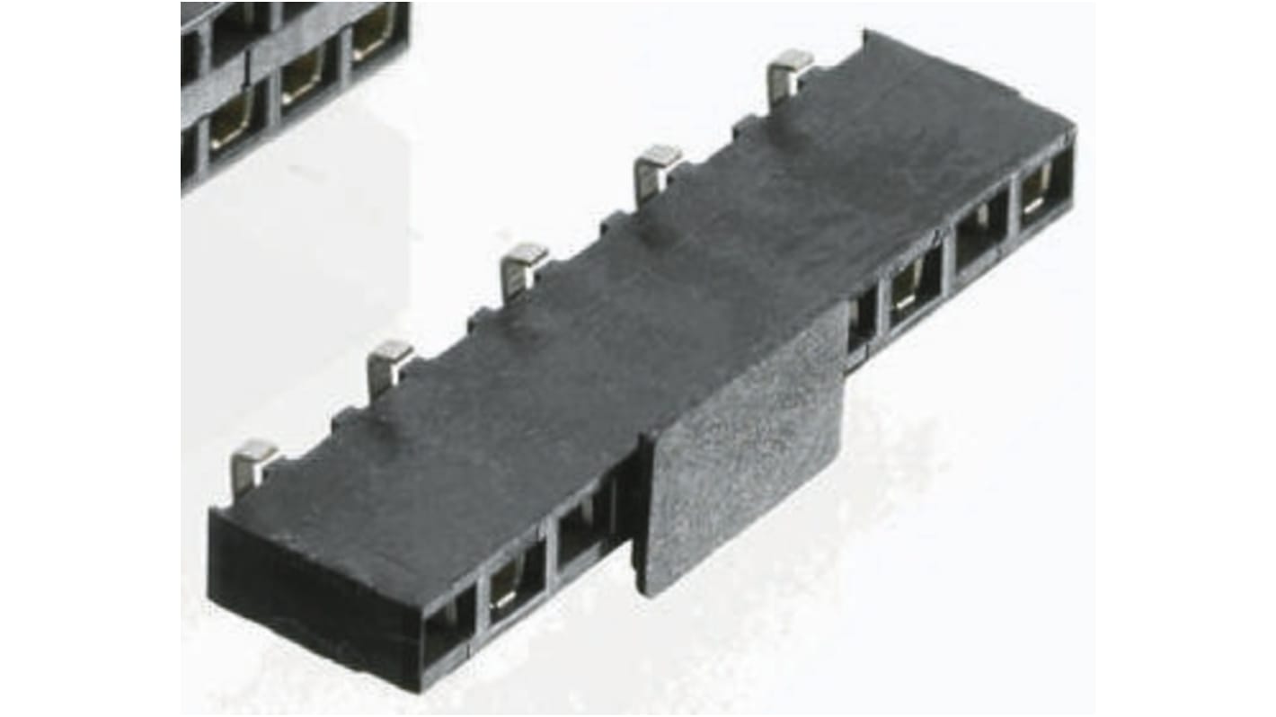 TE Connectivity AMPMODU HV100 Series Straight Surface Mount PCB Socket, 8-Contact, 1-Row, 2.54mm Pitch, Solder