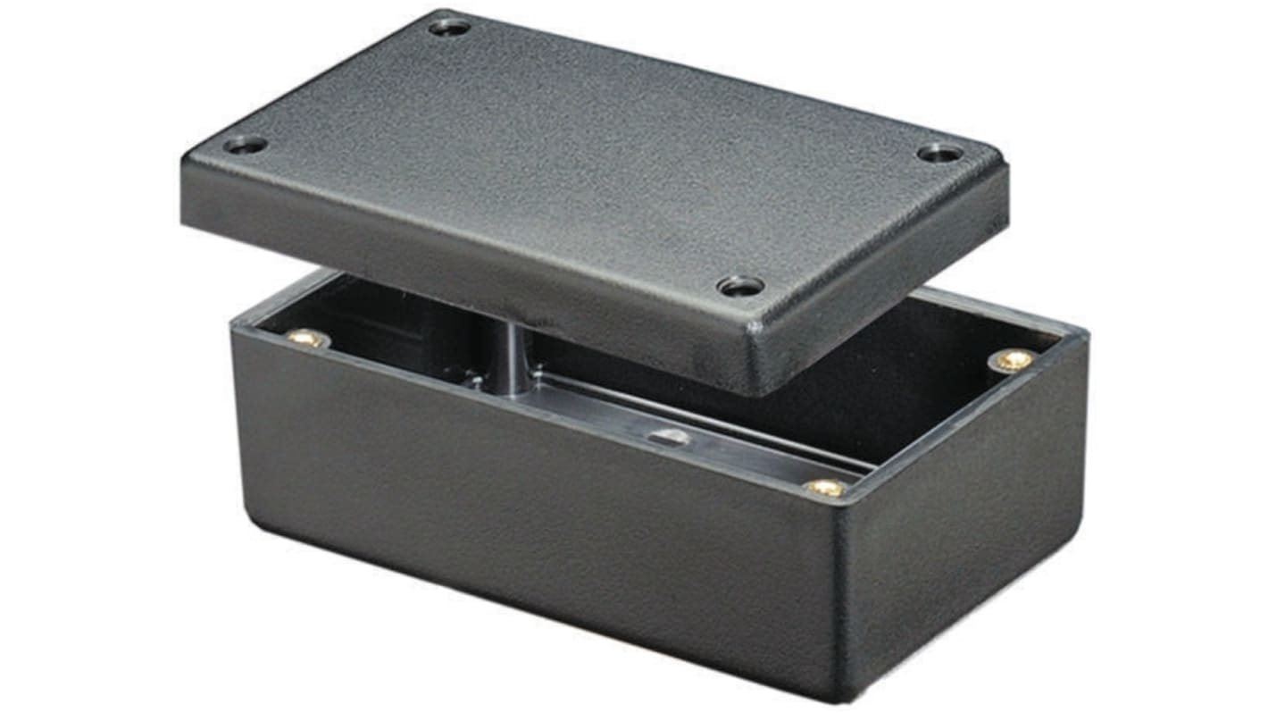 Hammond 1594 Series Black Flame Retardant ABS Enclosure, IP54, Black Lid, 131.5 x 66.3 x 55.1mm