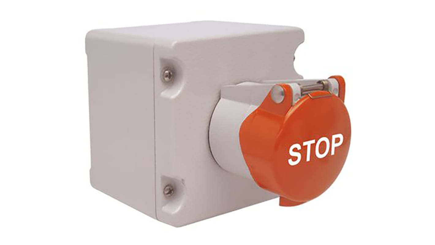 Craig & Derricott Pull to Reset (Stop) Push Button Control Station - SPDT, Die Cast Aluminium, Red, STOP, IP65