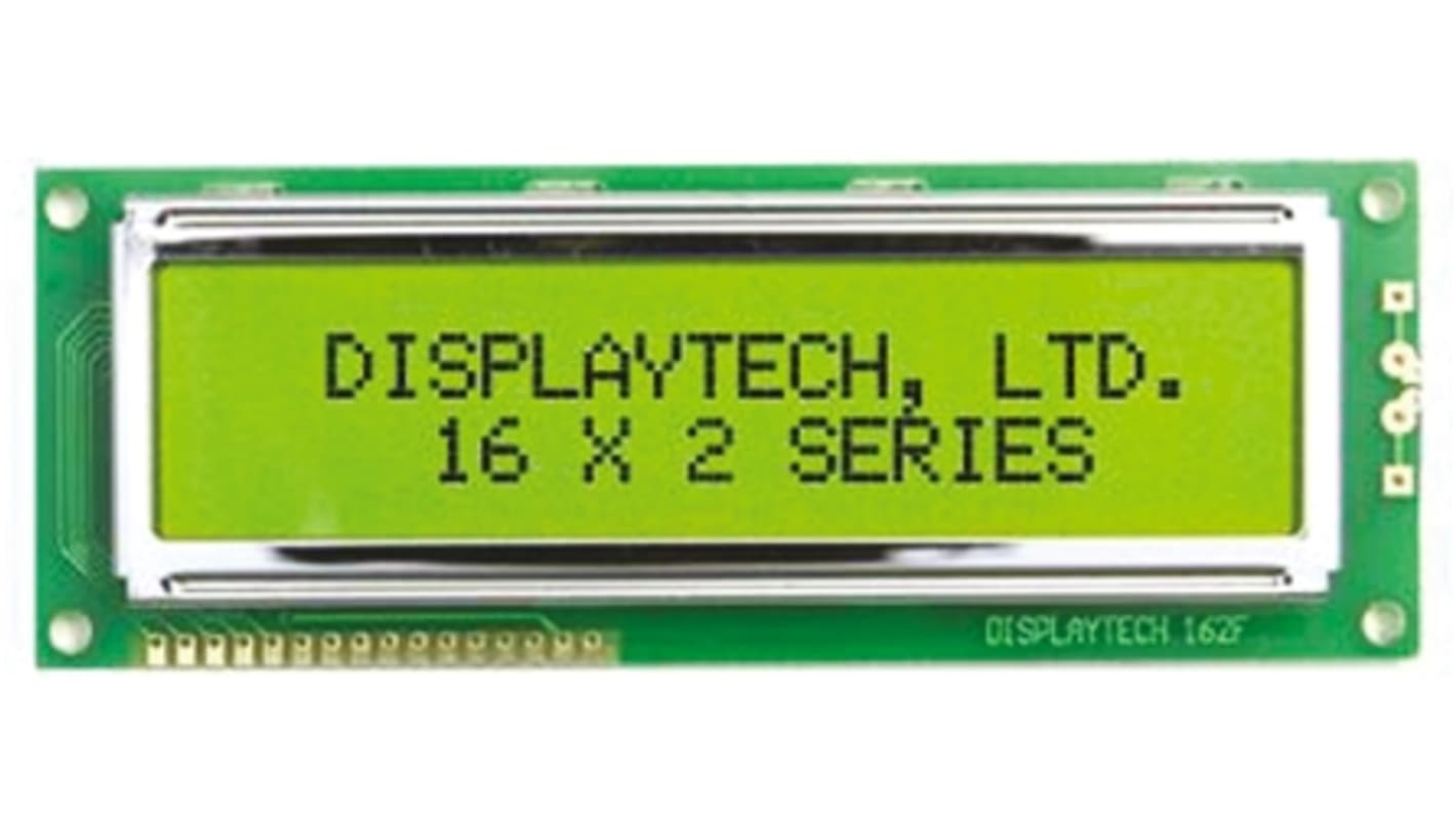 Displaytech 162F-FC-BC-3LP Alphanumeric LCD Display, Black on White, 2 Rows by 16 Characters, Transflective