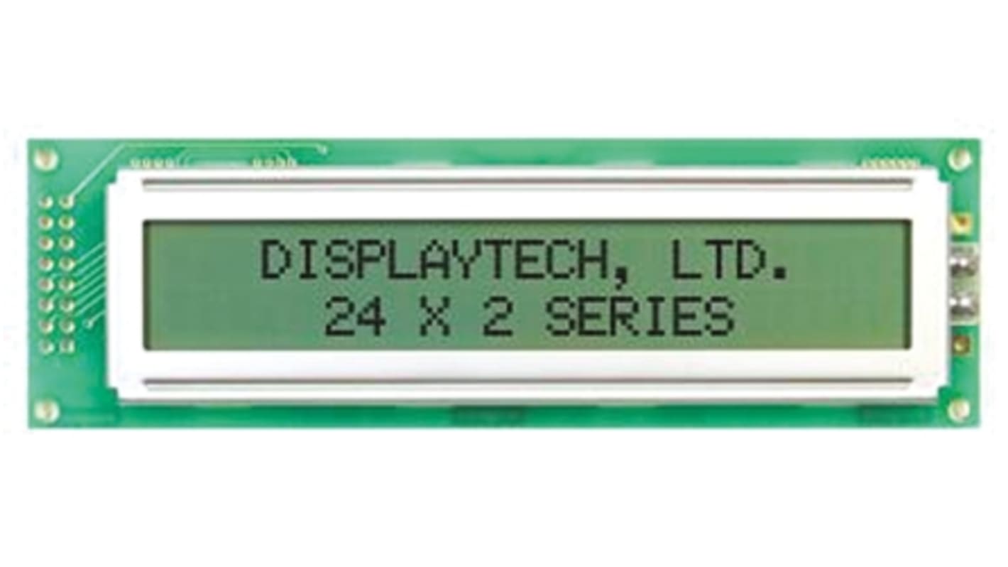 Displaytech 242A-BC-BC Alphanumeric LCD Display, Yellow on Green, 2 Rows by 24 Characters, Transflective