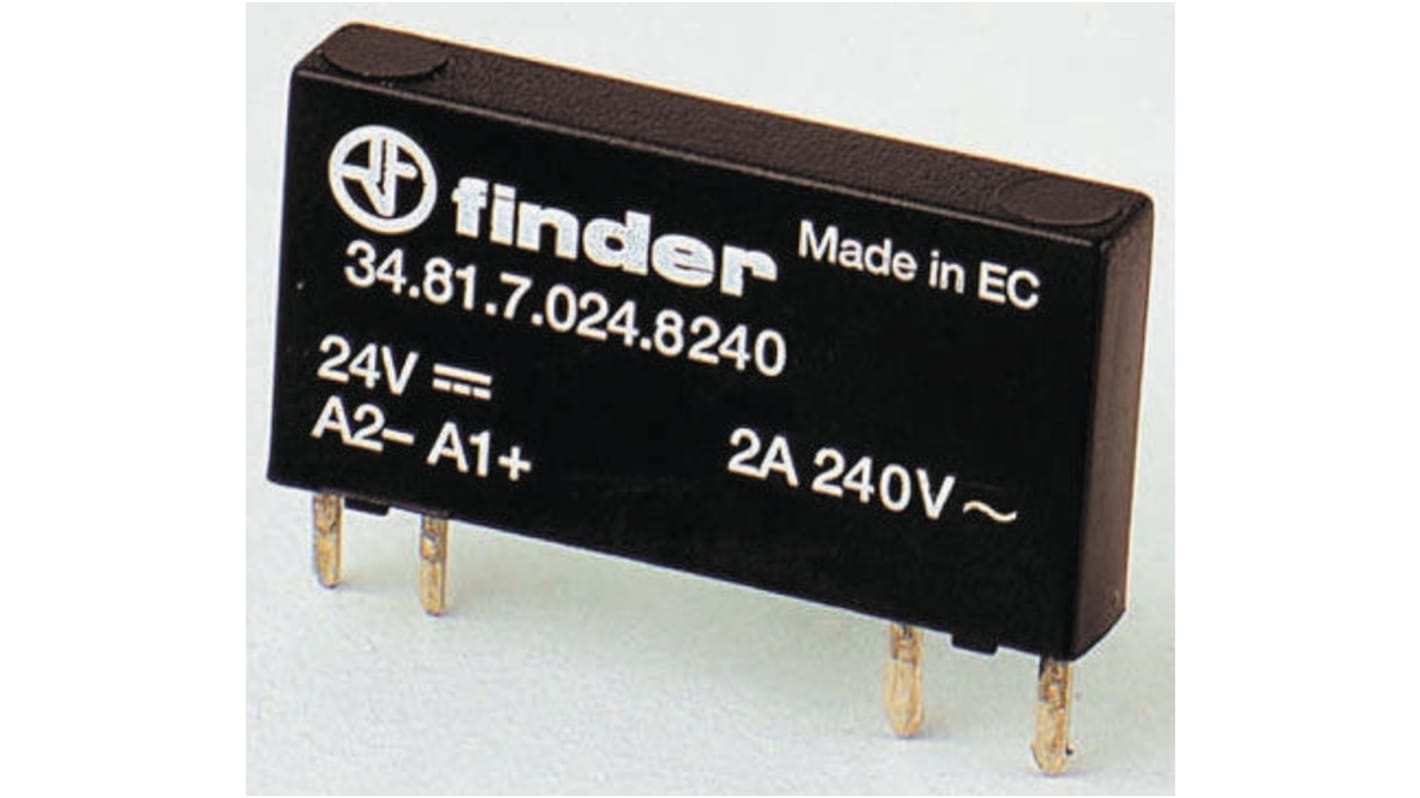 Relé de estado sólido Finder 34, contactos SPST, control 16 → 30 V, carga 1,5 → 48V dc, 0,1 A máx.,