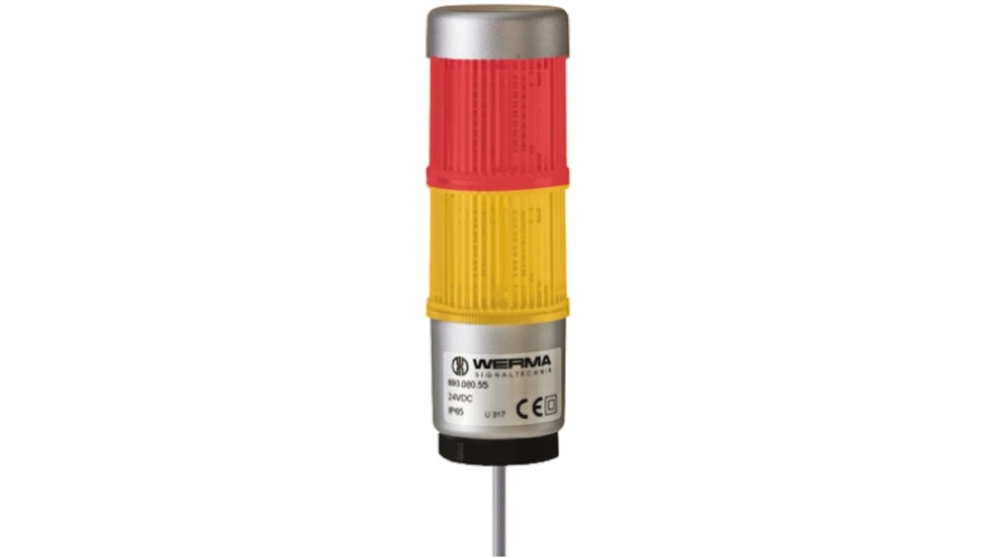 Werma Kompakt LED Signalturm 2-stufig Linse Rot/Gelb + Dauer 113mm