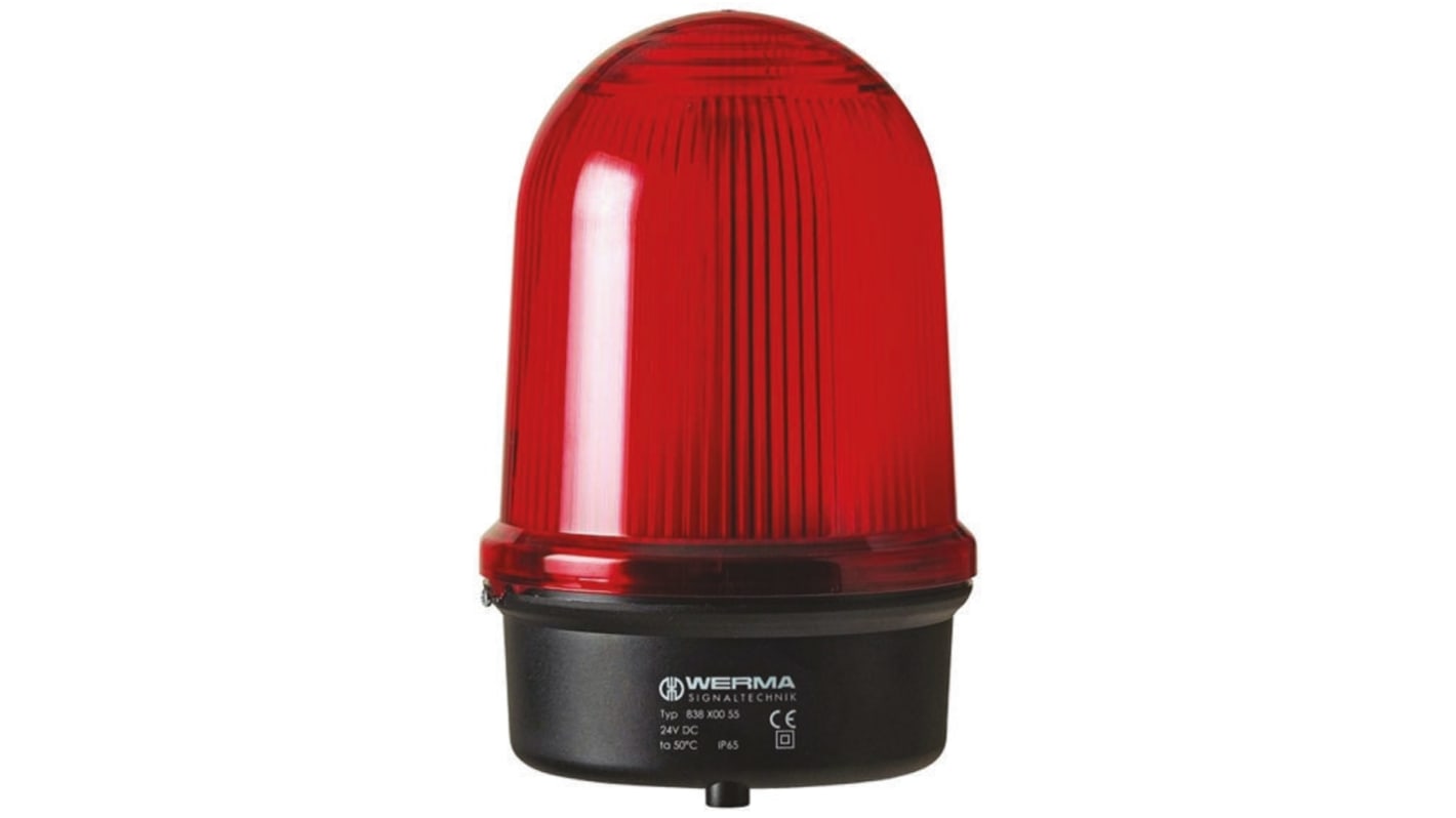 Werma BM 280 Series Red Rotating Beacon, 24 V dc, Surface Mount, LED Bulb