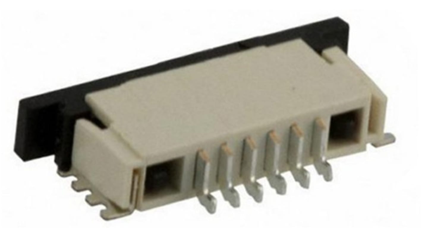 TE Connectivity FPC连接器, 母座, 6p, 1mm间距, 单排, SMT安装, 直角, 1A, 200 V 交流, FPC系列