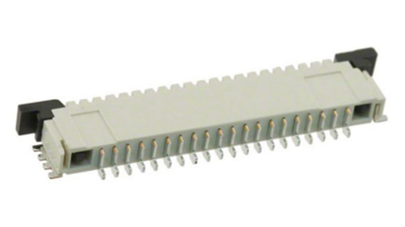 TE Connectivity, FPC 1mm Pitch 20 Way Right Angle Female FPC Connector, ZIF Bottom Contact