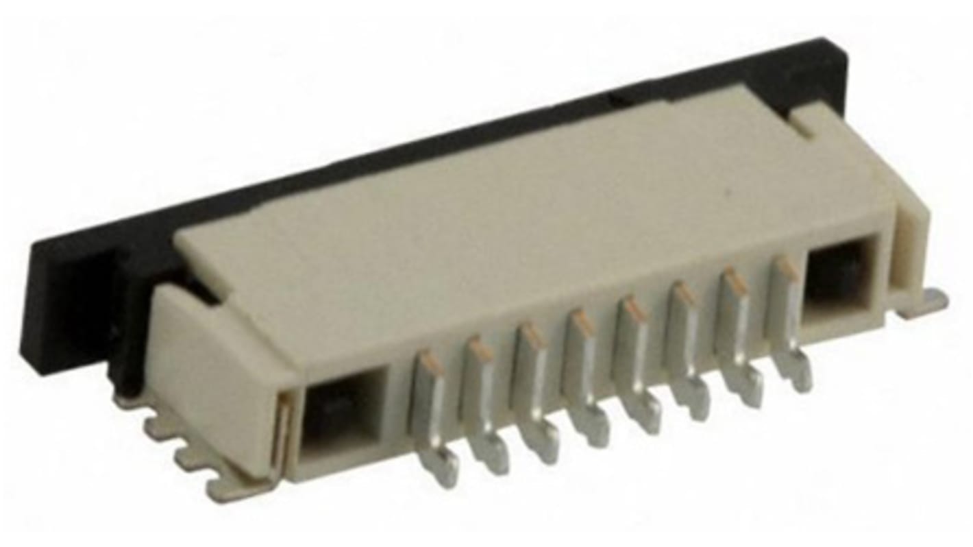 TE Connectivity, FPC 1mm Pitch 8 Way Right Angle Female FPC Connector, ZIF Top Contact