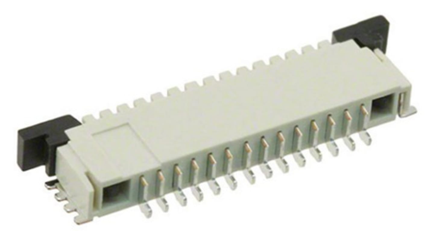 TE Connectivity FPC连接器, 母座, 14p, 1mm间距, 单排, SMT安装, 直角, 1A, 200 V 交流, FPC系列