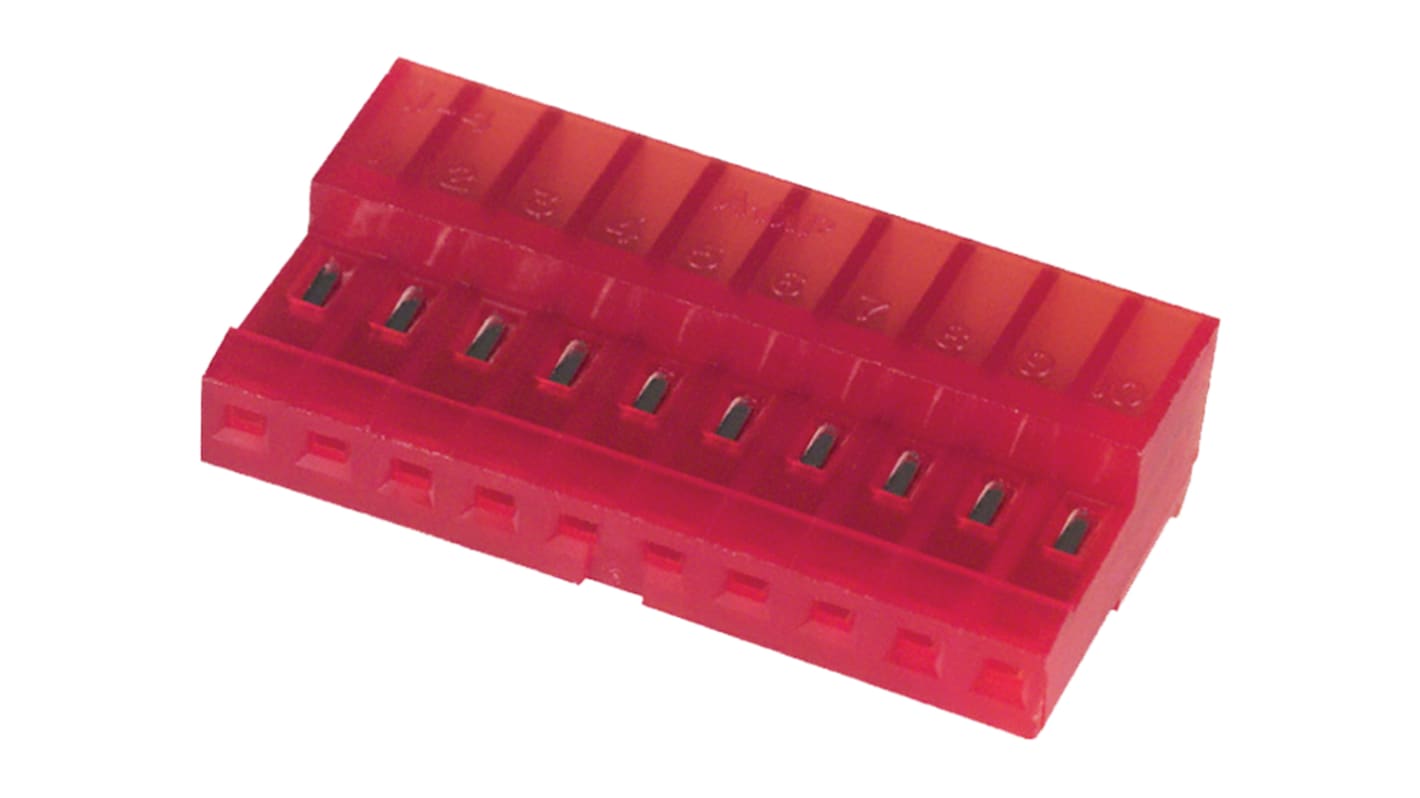 TE Connectivity IDC连接器, 母座, 10p, 2.54mm间距, 电缆安装, IDC端接, 直角, MTA-100系列