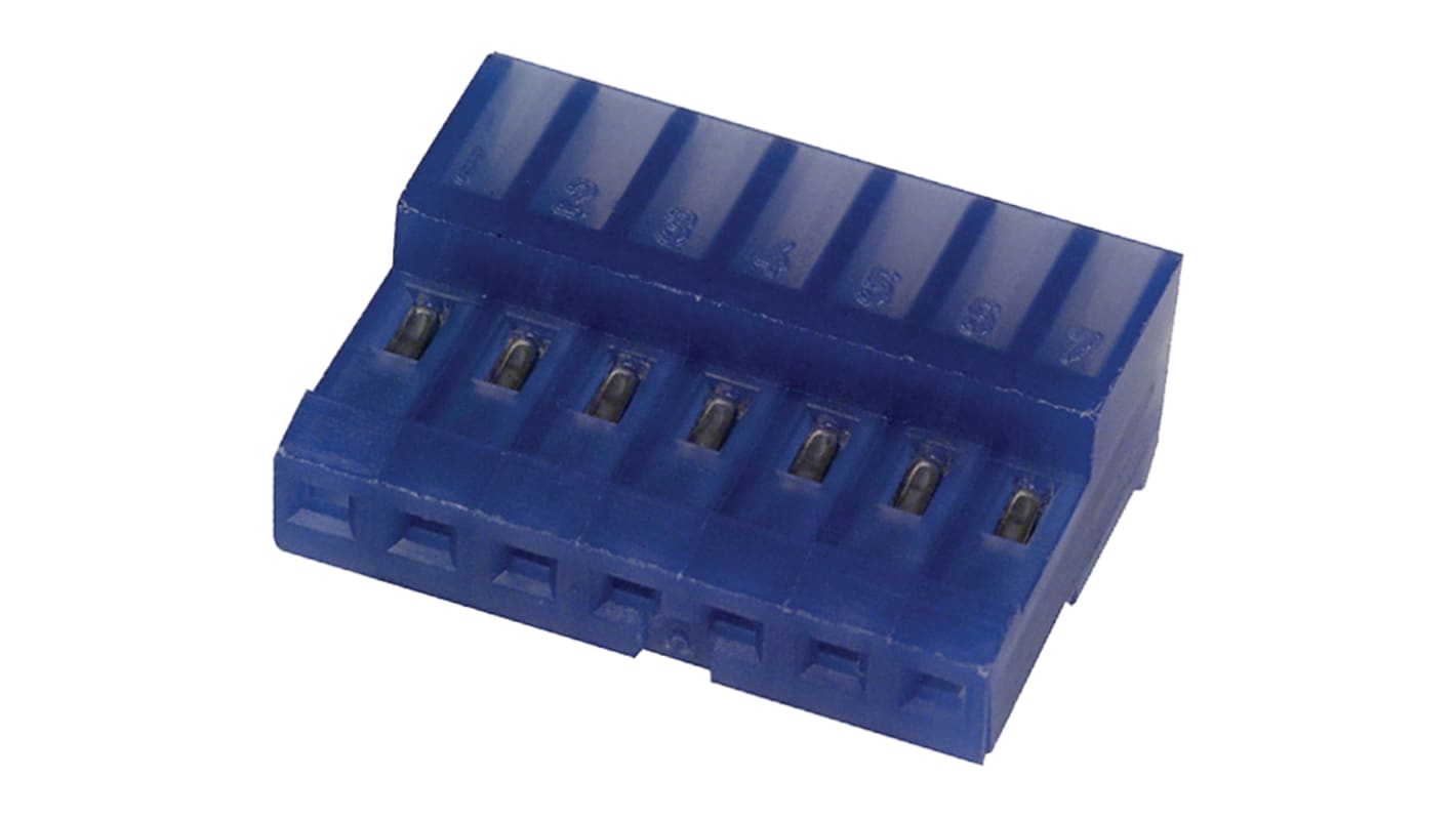 TE Connectivity IDC连接器, 母座, 7p, 2.54mm间距, 电缆安装, IDC端接, 直角, MTA-100系列