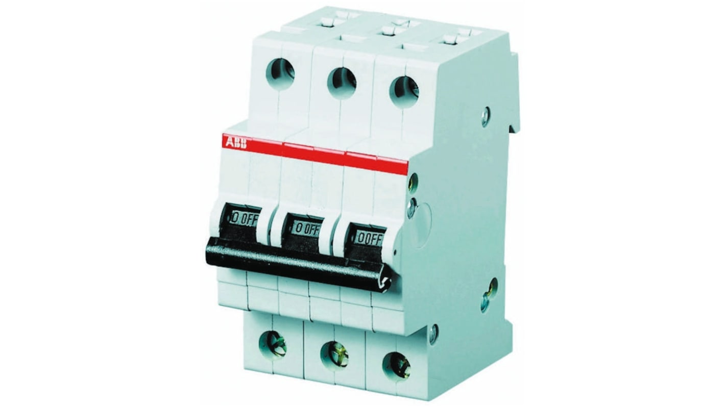 ABB D型MCB, 3极, 6 kA分断, 8A, 400VAC, S200系列 S203-D8