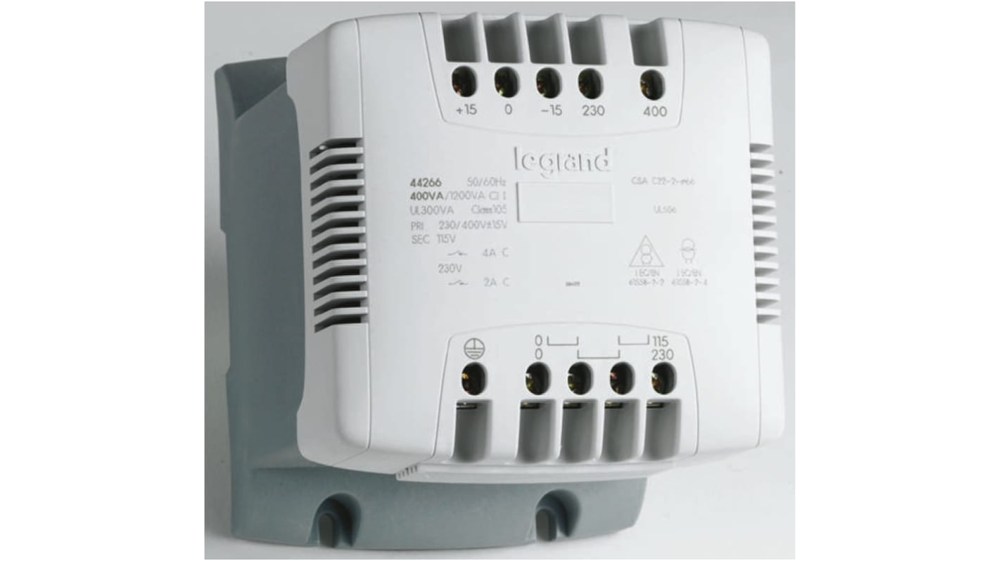 Transformator do zabudowy Napięcie wtórne 24 → 48V 400VA Napięcie pierwotne 230 → 400V Legrand