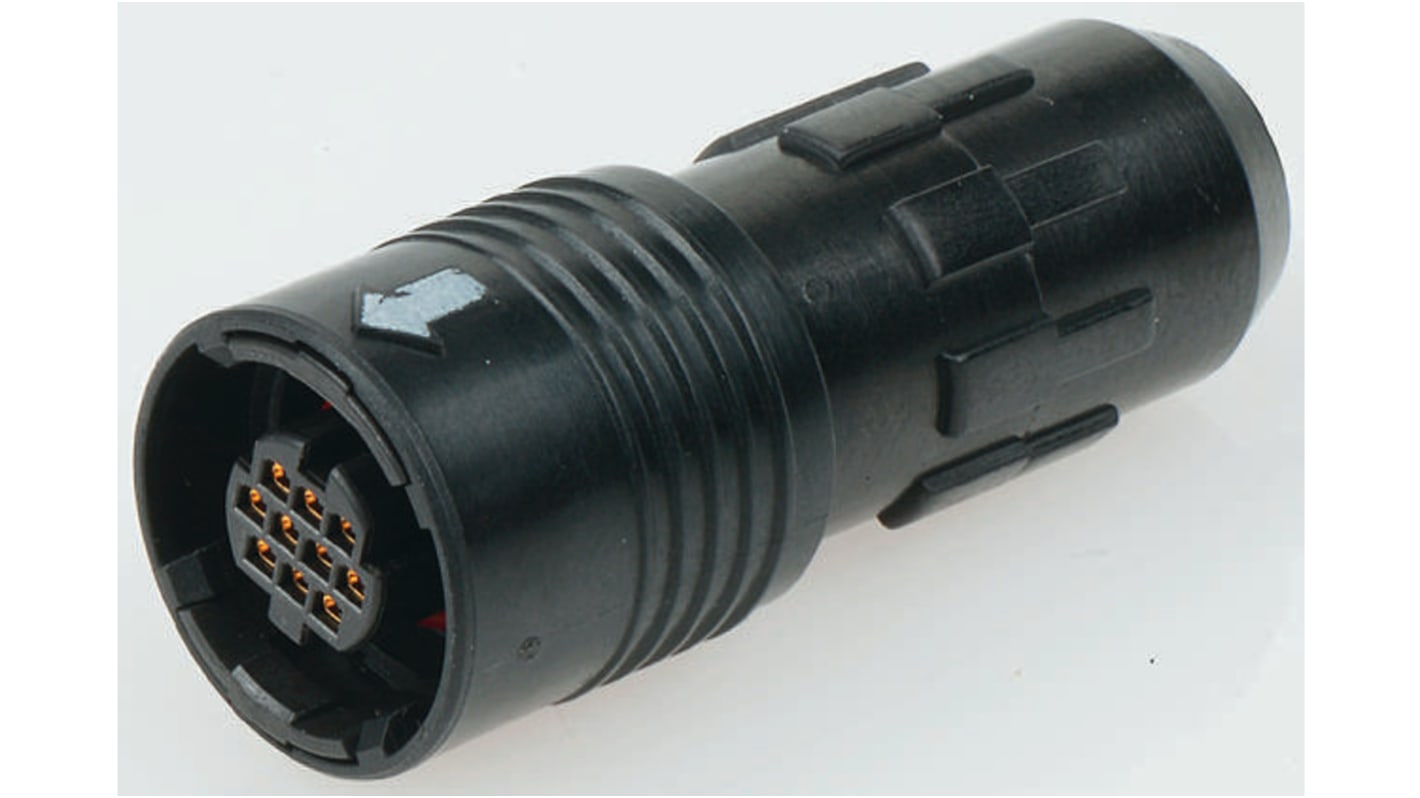 Hirose Circular Connector, 12 Contacts, Cable Mount, Miniature Connector, Plug, Female, IP67, IP68, HR30 Series