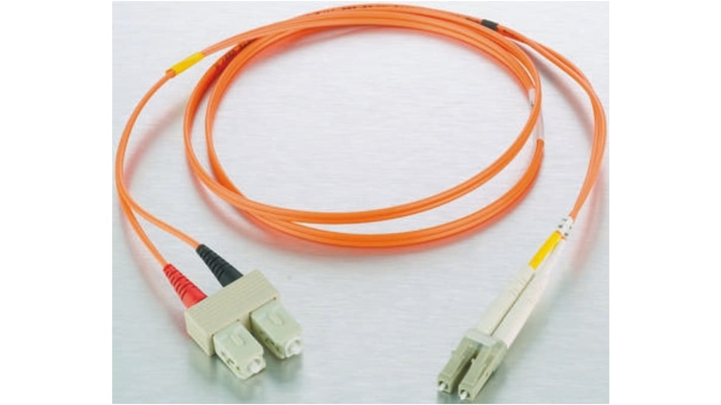 RS PRO LC to SC Duplex Multi Mode OM2 Fibre Optic Cable, 50/125μm, Orange, 5m