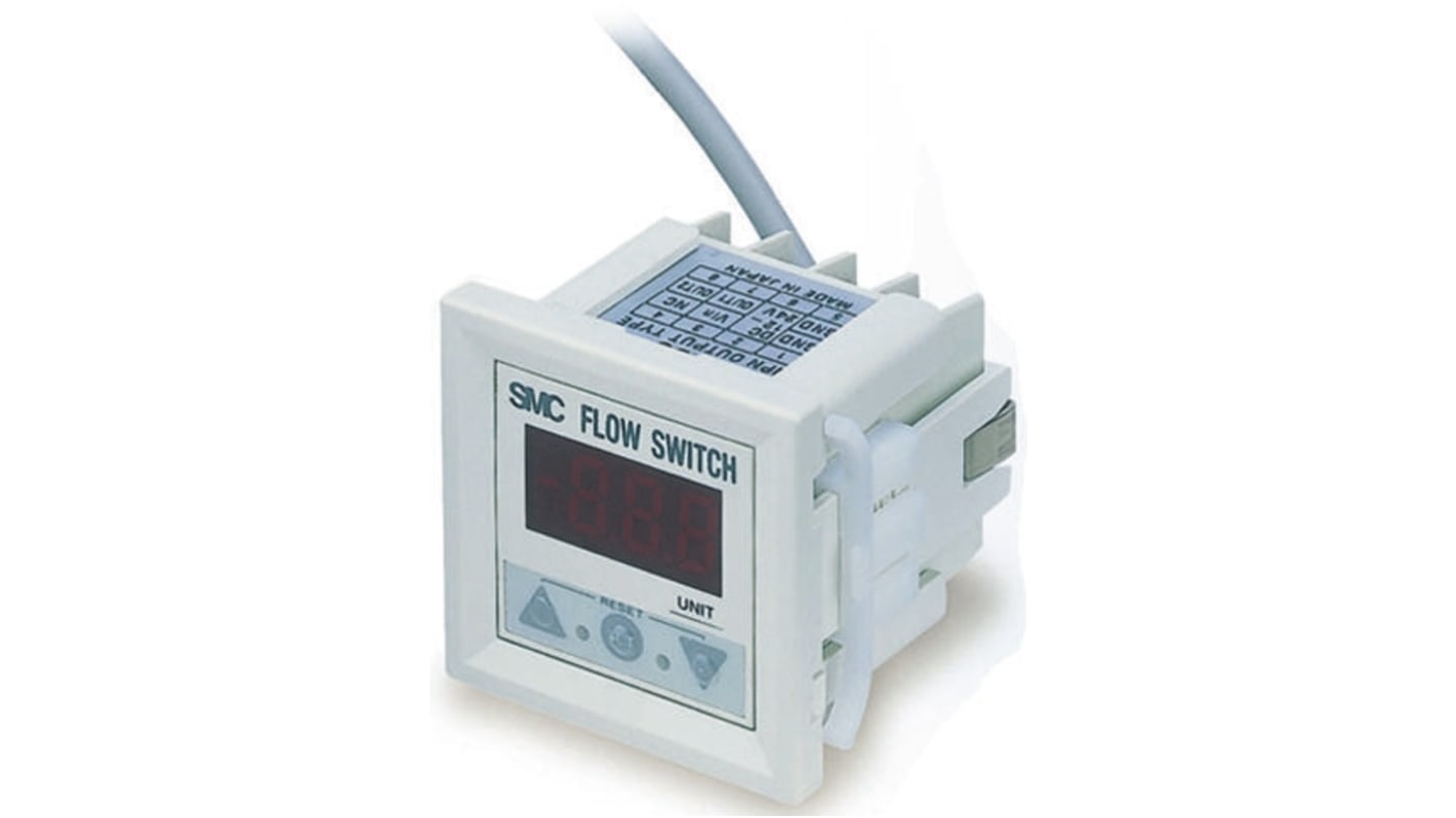 SMC Panel Mount Flow Controller, 45 L/min, PNP Output, 12 → 24 V dc