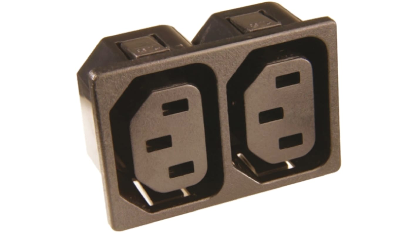 Schurter IEC C13 2 Gang Cable Trunking Power Block, 15A, 250 V ac