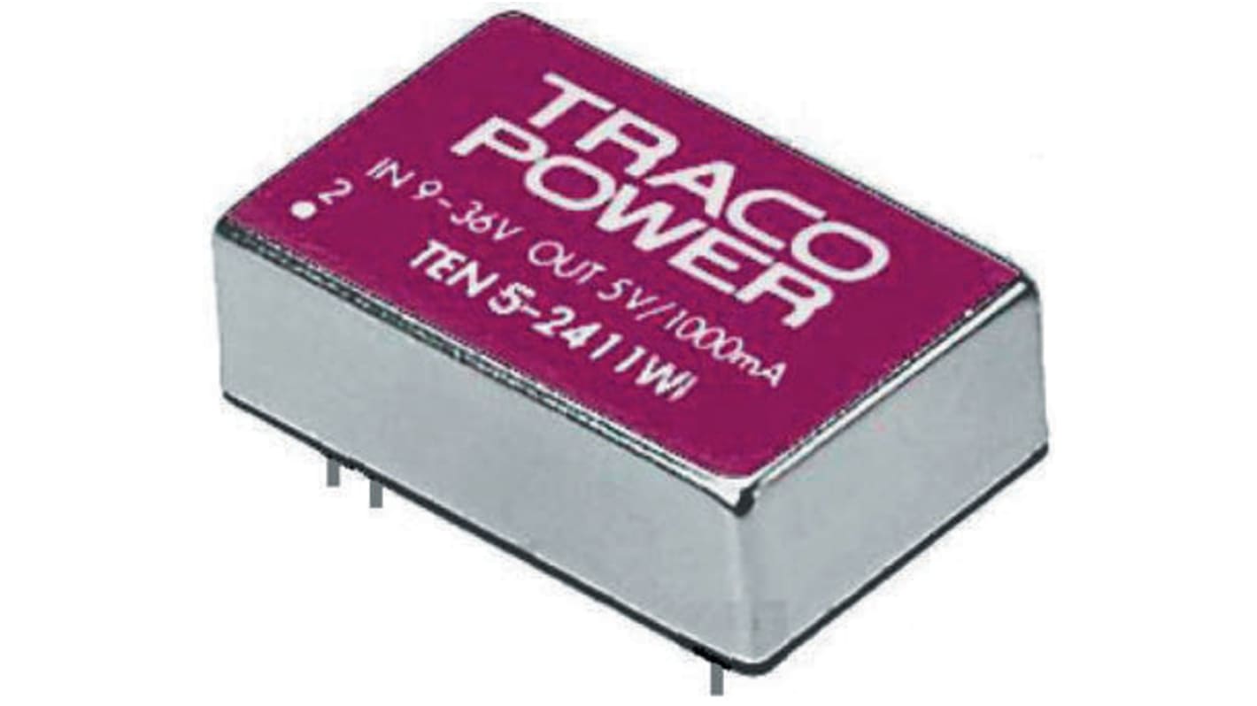 TRACOPOWER TEN 5WI DC-DC Converter, 3.3V dc/ 1.2A Output, 18 → 75 V dc Input, 6W, Through Hole, +85°C Max Temp