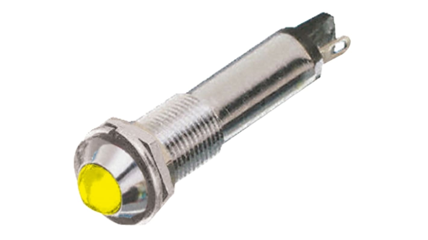Dialight Yellow Panel Mount Indicator, 24V dc, 9mm Mounting Hole Size, Solder Tab Termination