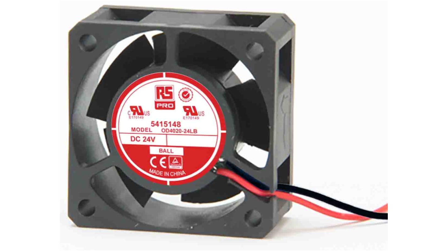 RS PRO Axial Fan, 24 V dc, DC Operation, 11.9m³/h, 1.4W, 60mA Max, 40 x 40 x 20mm