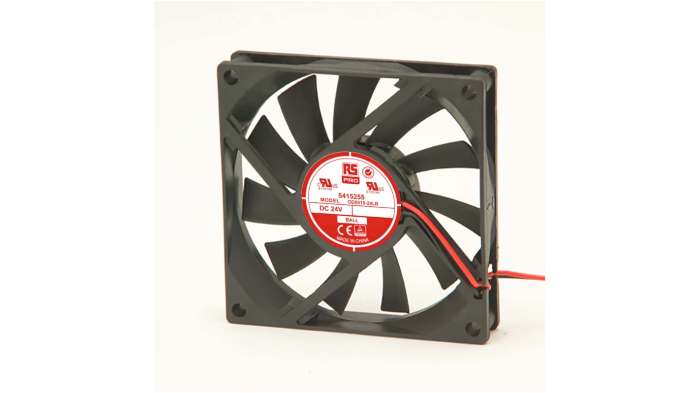 RS PRO Axial Fan, 24 V dc, DC Operation, 39.1m³/h, 2.4W, 60mA Max, 80 x 80 x 15mm