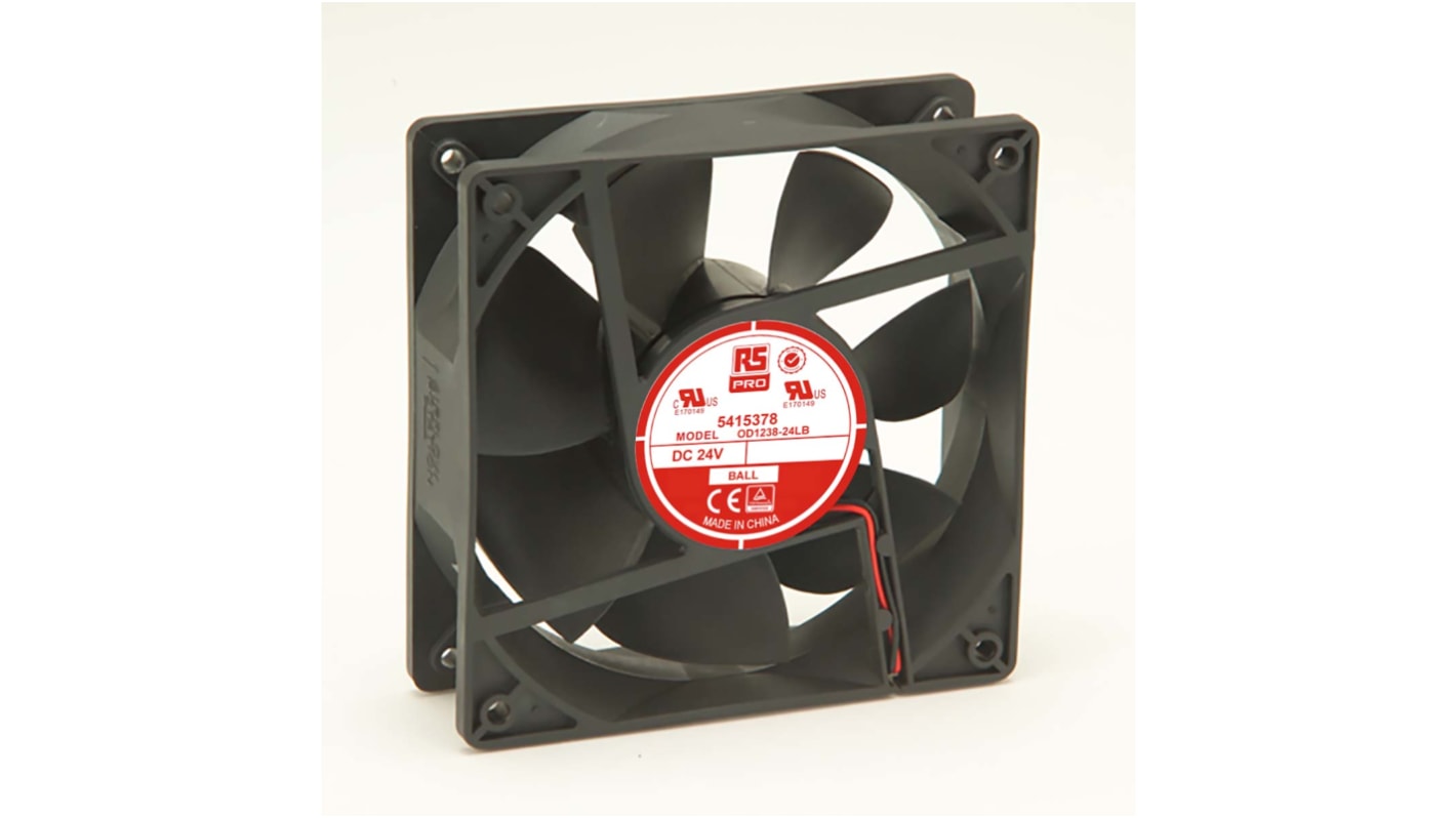 RS PRO Axial Fan, 24 V dc, DC Operation, 152m³/h, 4W, 150mA Max, 120 x 120 x 38mm