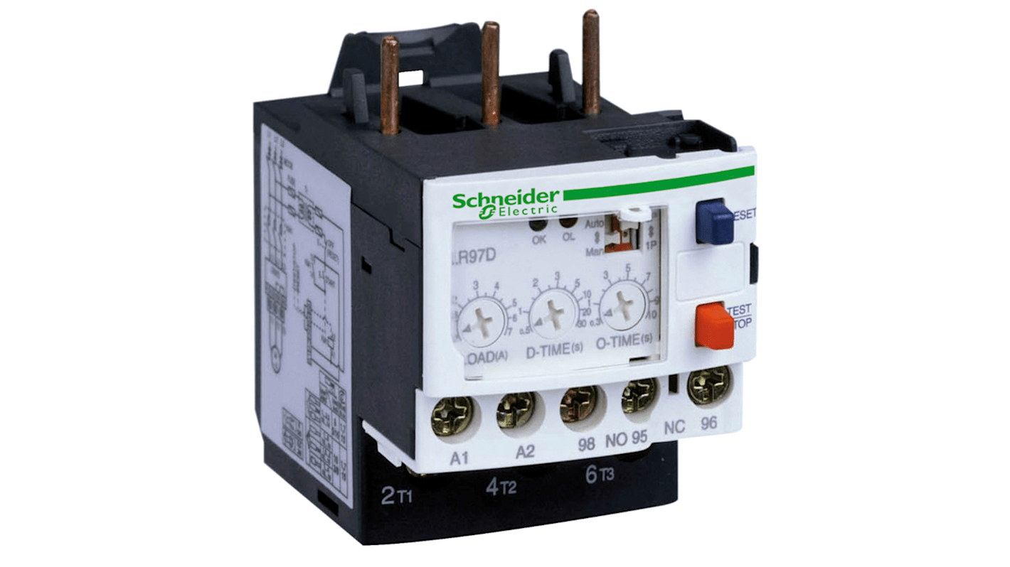 Schneider Electric LR97 D Overload Relay 1NO + 1NC, 0.3 → 1.5 A F.L.C, 1.5 A Contact Rating, 55 W, TeSys