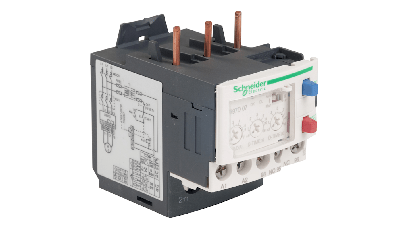 Schneider Electric LR97 D Overload Relay 1NO + 1NC, 1.2 → 7 A F.L.C, 7 A Contact Rating, 55 W, TeSys