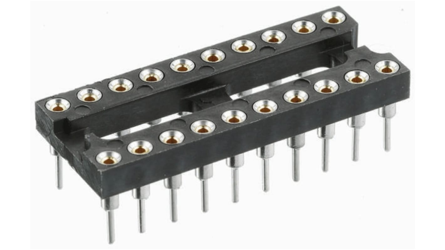 TE Connectivity, Economy 800 2.54mm Pitch Vertical 24 Way, Through Hole Stamped Pin Open Frame IC Dip Socket, 3A