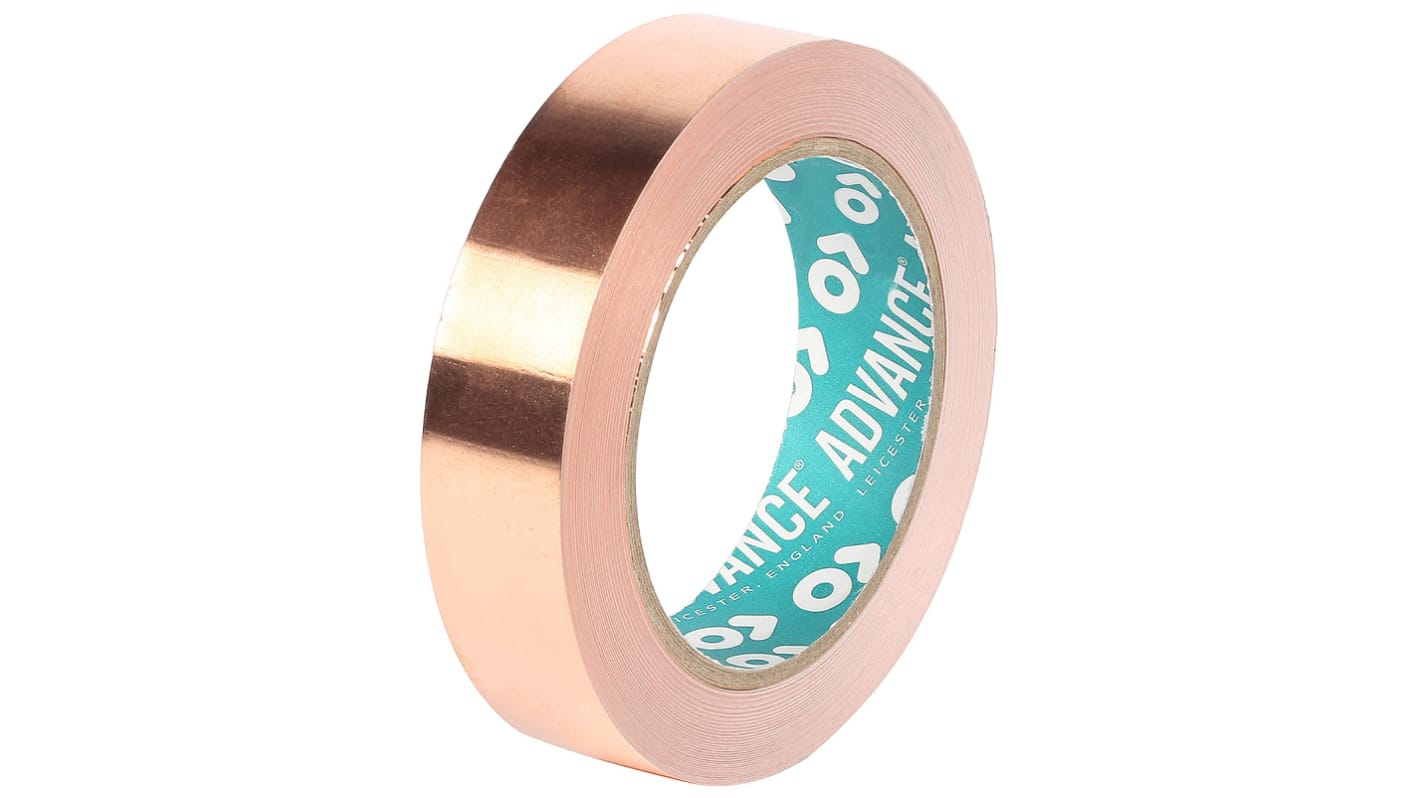 Advance Tapes AT525 Metallband Kupferband nichtleitend, Stärke 0.035mm, 25mm x 33m, -20°C bis +155°C, Haftung 4,5 N/cm