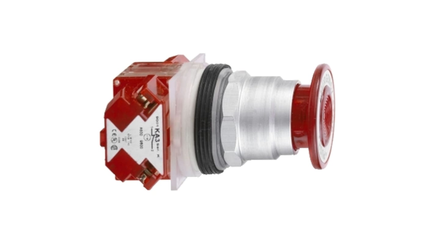 Schneider Electric 按钮, Φ30mm开孔, 面板安装, 红色蘑菇头, 单刀单掷, IP66, Harmony 9001K系列