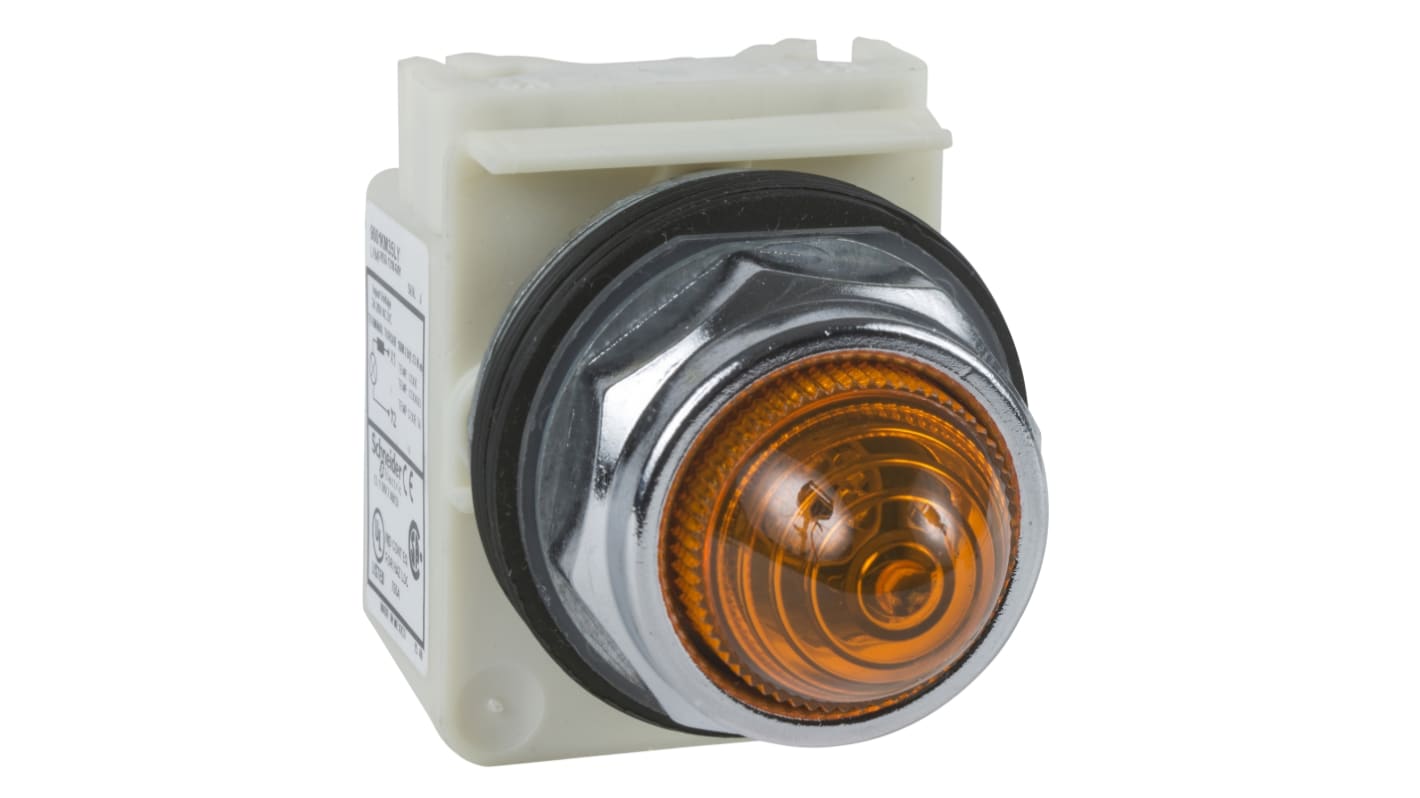 Schneider Electric, Harmony 9001K Orange LED Pilot Light, 30mm Cutout, IP66, Round, 230V ac