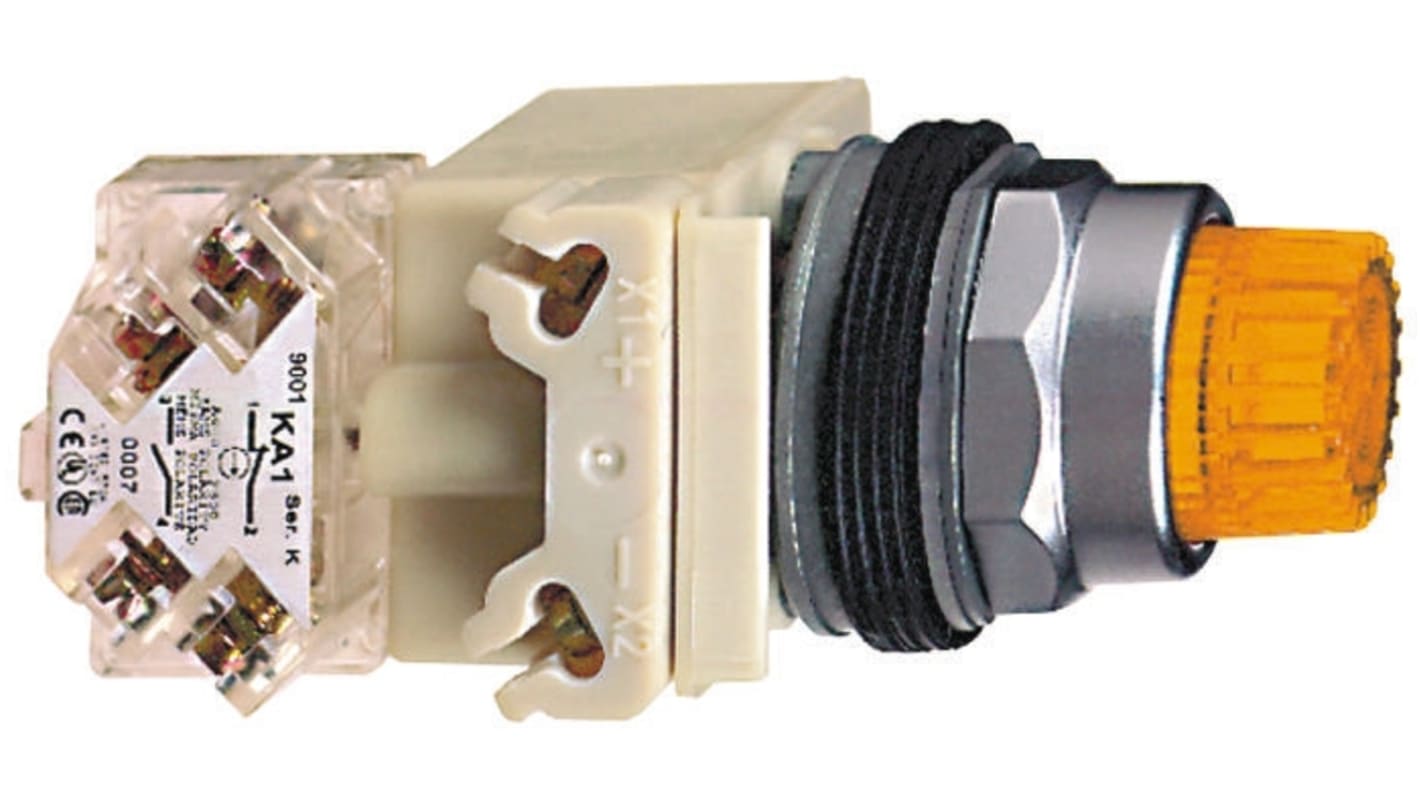 Schneider Electric Harmony 9001K Series Illuminated Push Button, Panel Mount, 30mm Cutout, SPDT, IP66