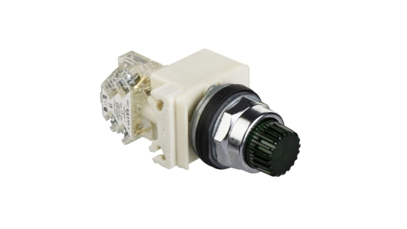 Schneider Electric 带灯按钮, Φ30mm开孔, 面板安装, 绿色圆形, 单刀双掷, IP66, Harmony 9001K系列