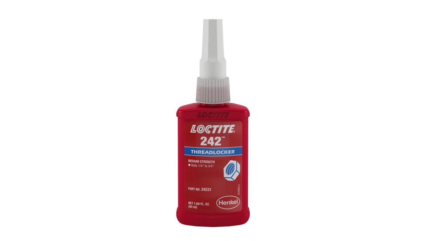 Fijador de roscas Loctite 242 de color Azul, Botella de 50 ml