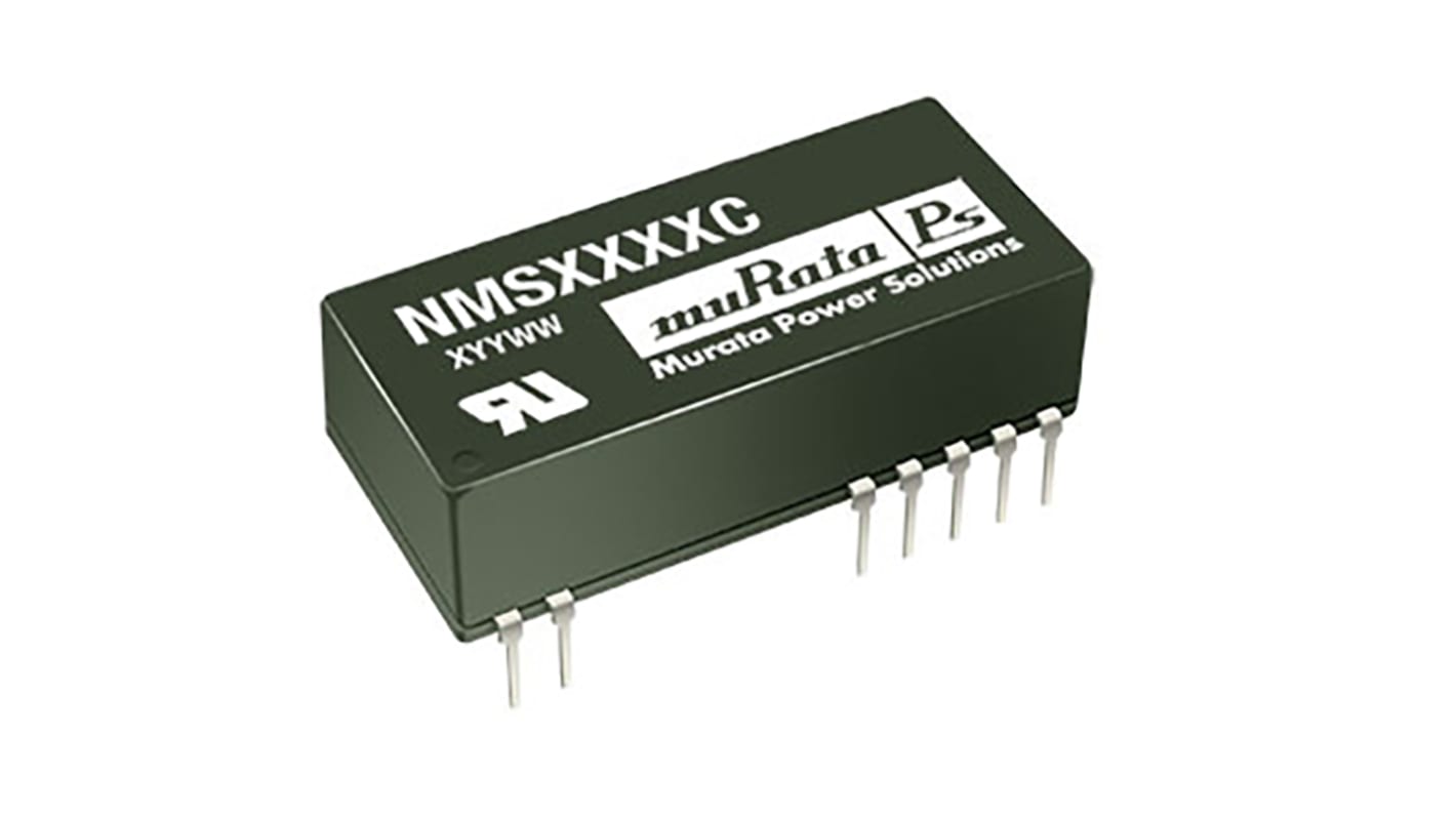 Murata Power Solutions NMS DC-DC Converter, ±5V dc/ ±200mA Output, 4.5 → 5.5 V dc Input, 2W, Through Hole, +70°C