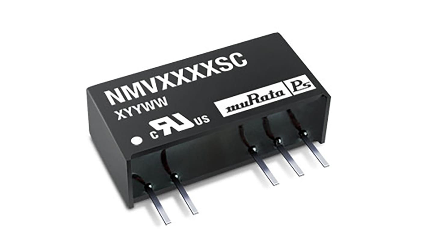 Murata Power Solutions NMV DC-DC Converter, ±15V dc/ ±33mA Output, 4.5 → 5.5 V dc Input, 1W, Through Hole, +85°C