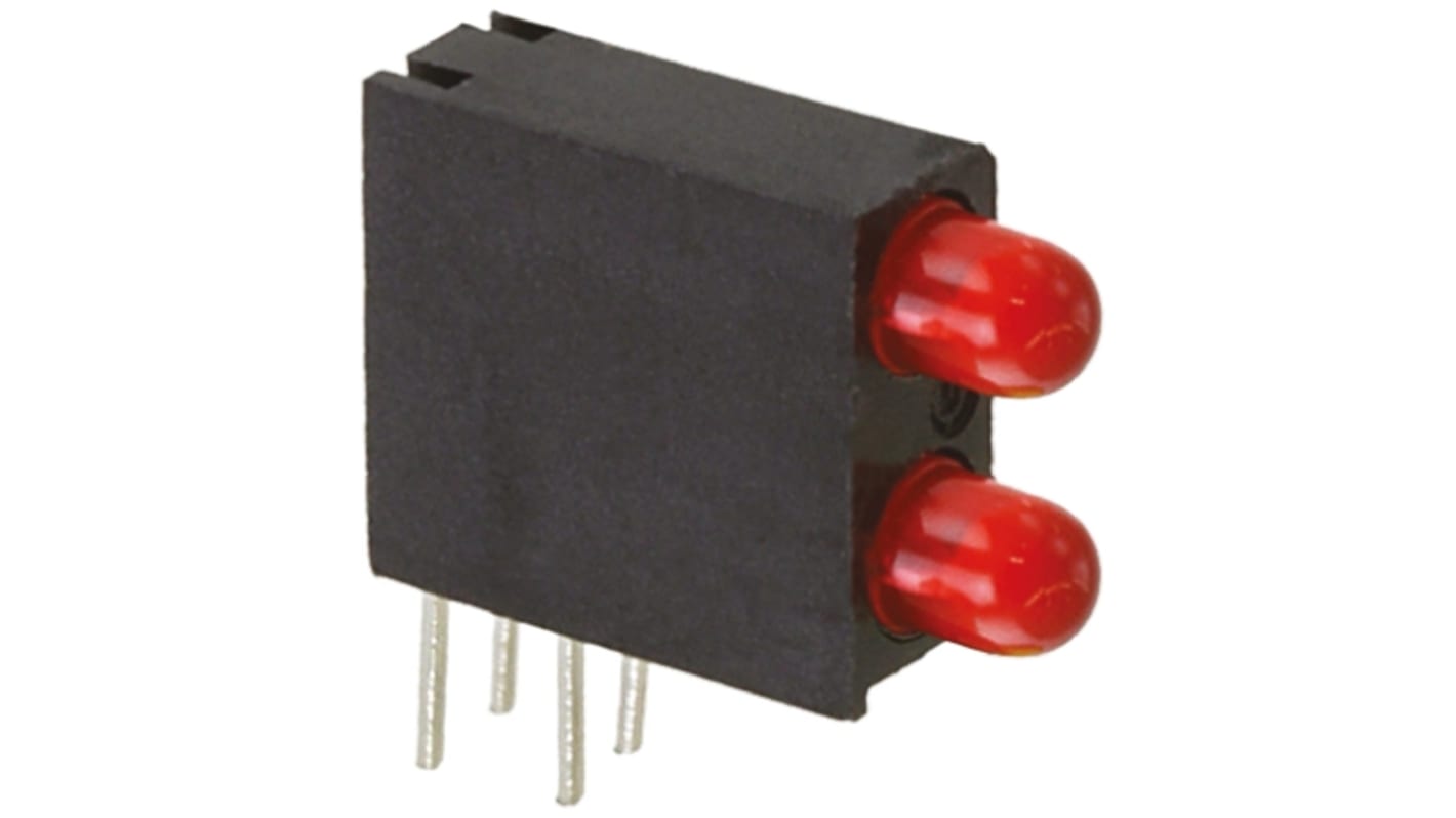 Dialight 553-0311F, Red Right Angle PCB LED Indicator, 2 LEDs, Through Hole 20 V