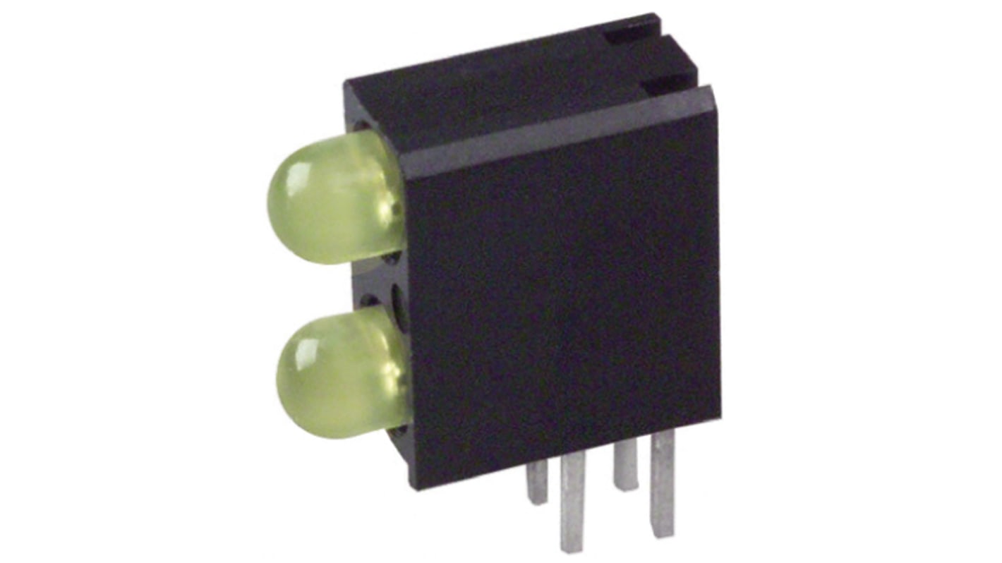 Dialight 553-0133-200F, Yellow Right Angle PCB LED Indicator, 2 LEDs, Through Hole 2.8 V