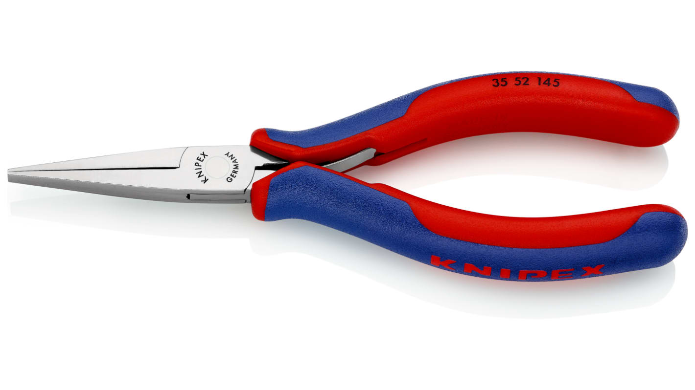 Knipex 35 52 Long Nose Pliers, 145 mm Overall, Flat, Straight Tip, 40mm Jaw