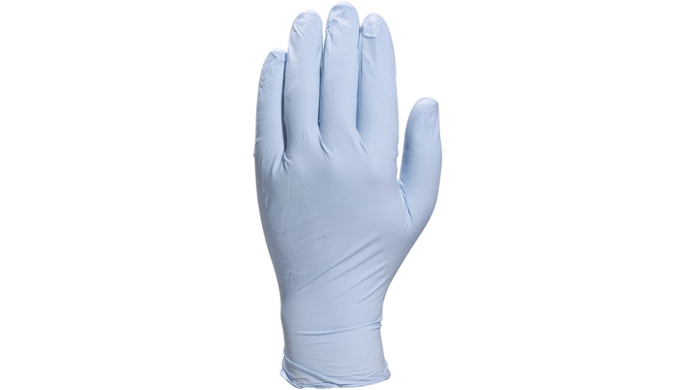 Delta Plus Blue Powder-Free Nitrile Disposable Gloves, Size 8.5, Large, Food Safe, 100 per Pack