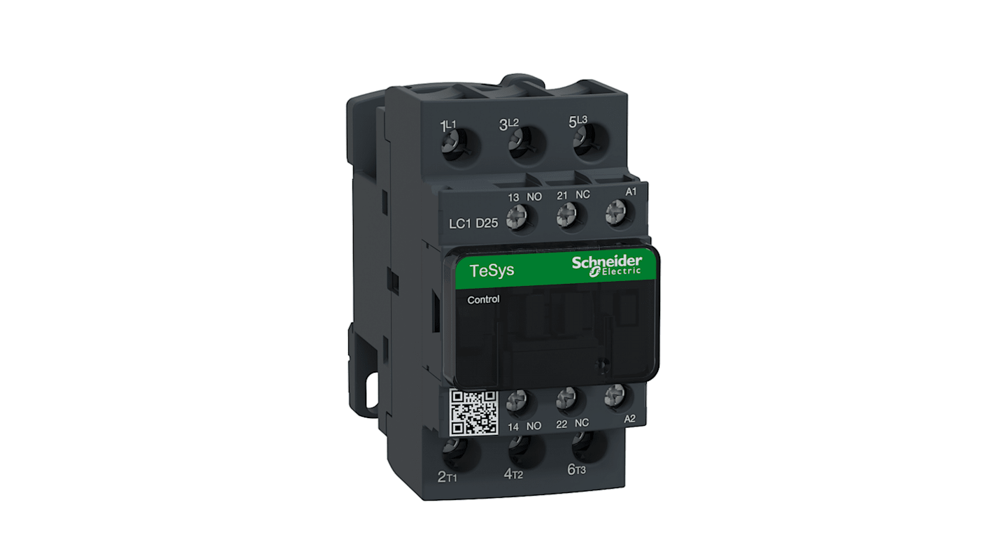 Schneider Electric TeSys D LC1D Contactor, 115 V ac Coil, 3-Pole, 25 A, 11 kW, 3NO, 690 V ac