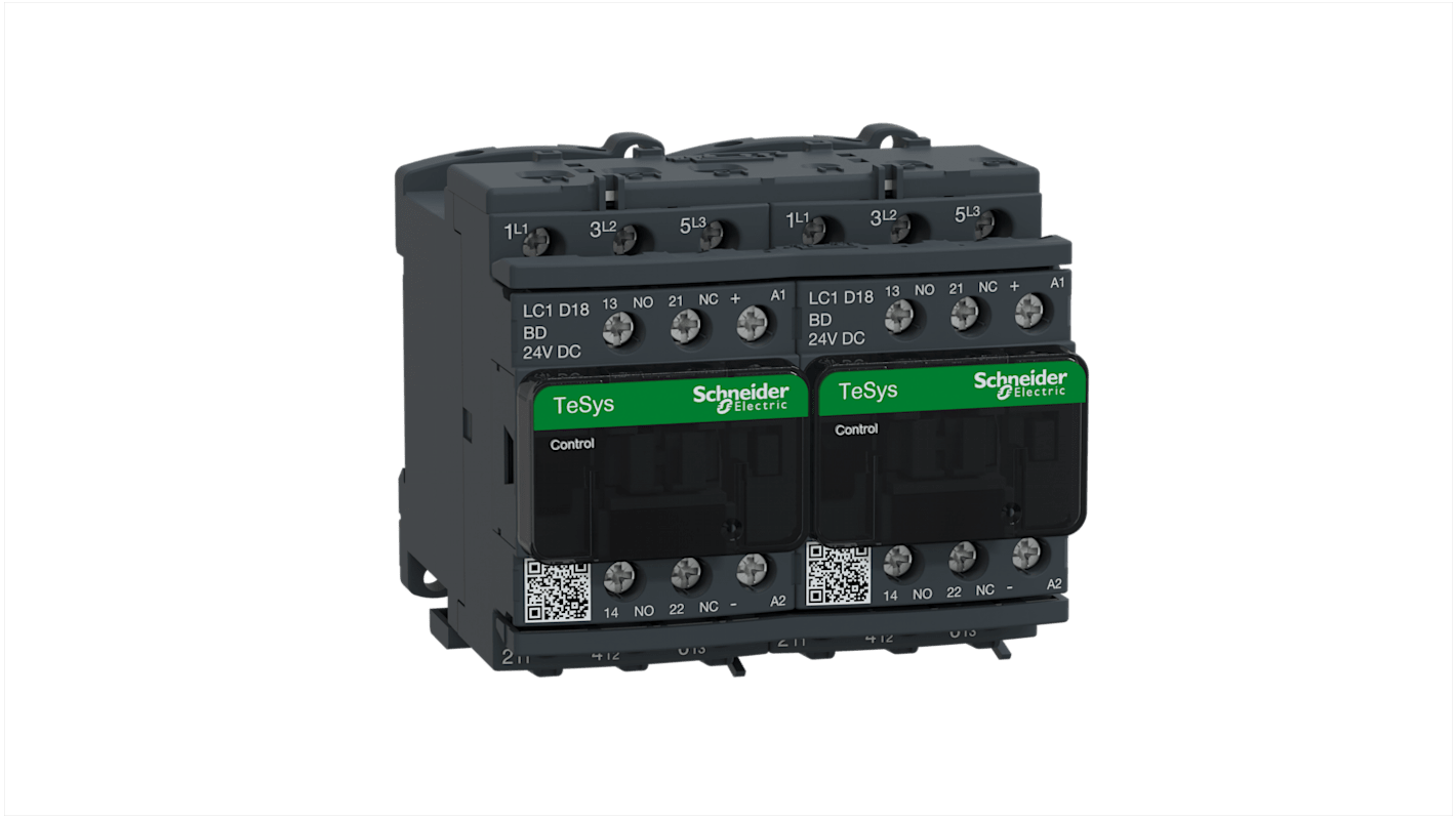 Schneider Electric TeSys D LC2D Contactor, 24 V dc Coil, 3-Pole, 18 A, 7.5 kW, 3NO, 690 V ac