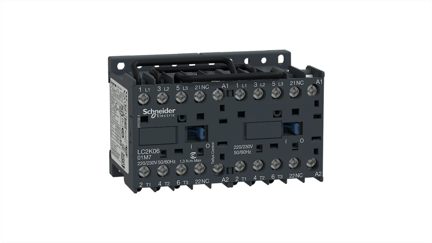 Schneider Electric TeSys K LC2K Reversing Contactor, 48 V ac Coil, 3-Pole, 6 A, 4 kW, 3NO, 690 V ac